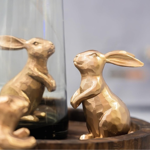 Vintage Gold Bunny Decor Rabbit Figurines, Small Easter BunnyFigurine - Picture 7 of 9
